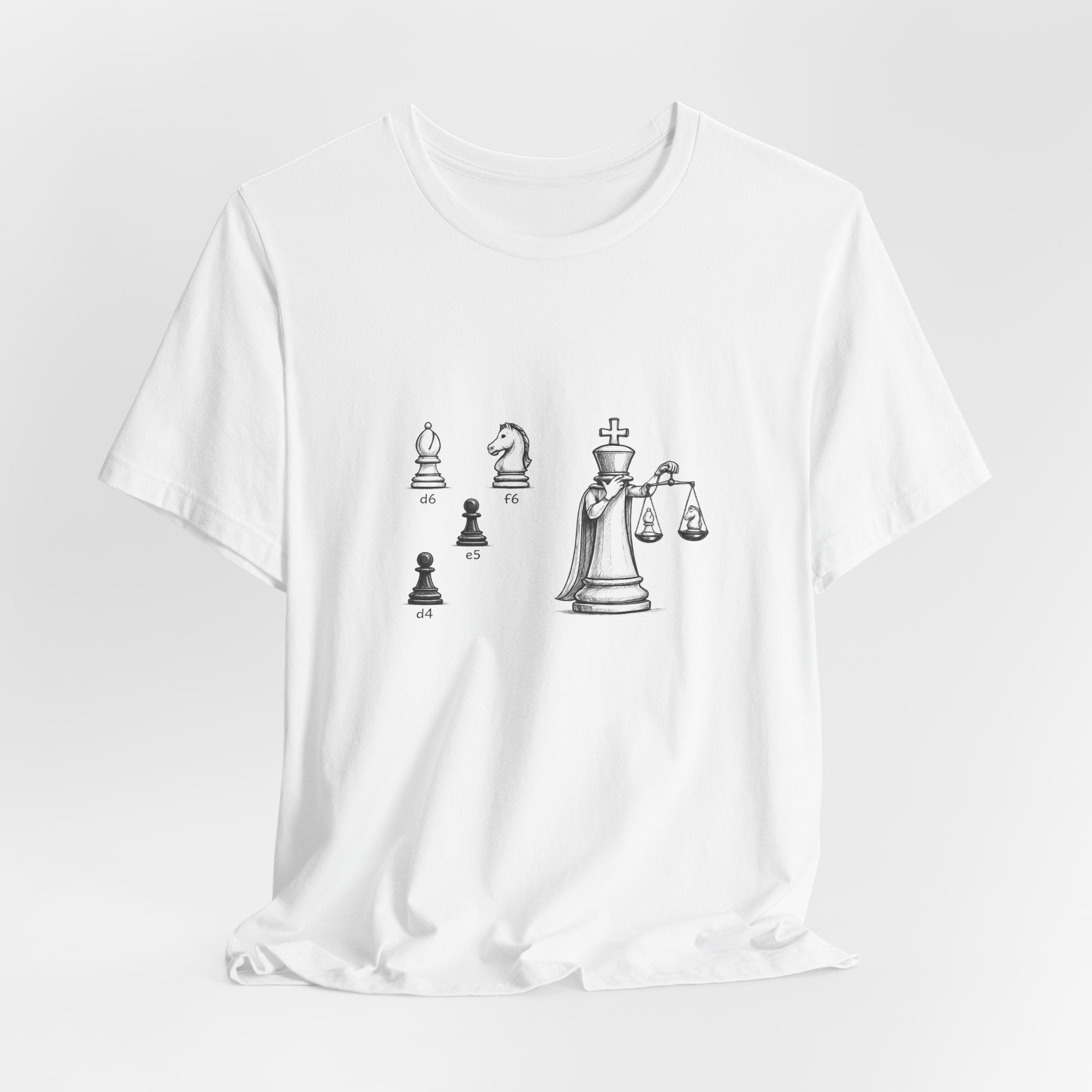 Chess Pieces Tee — King with Scales Illustration