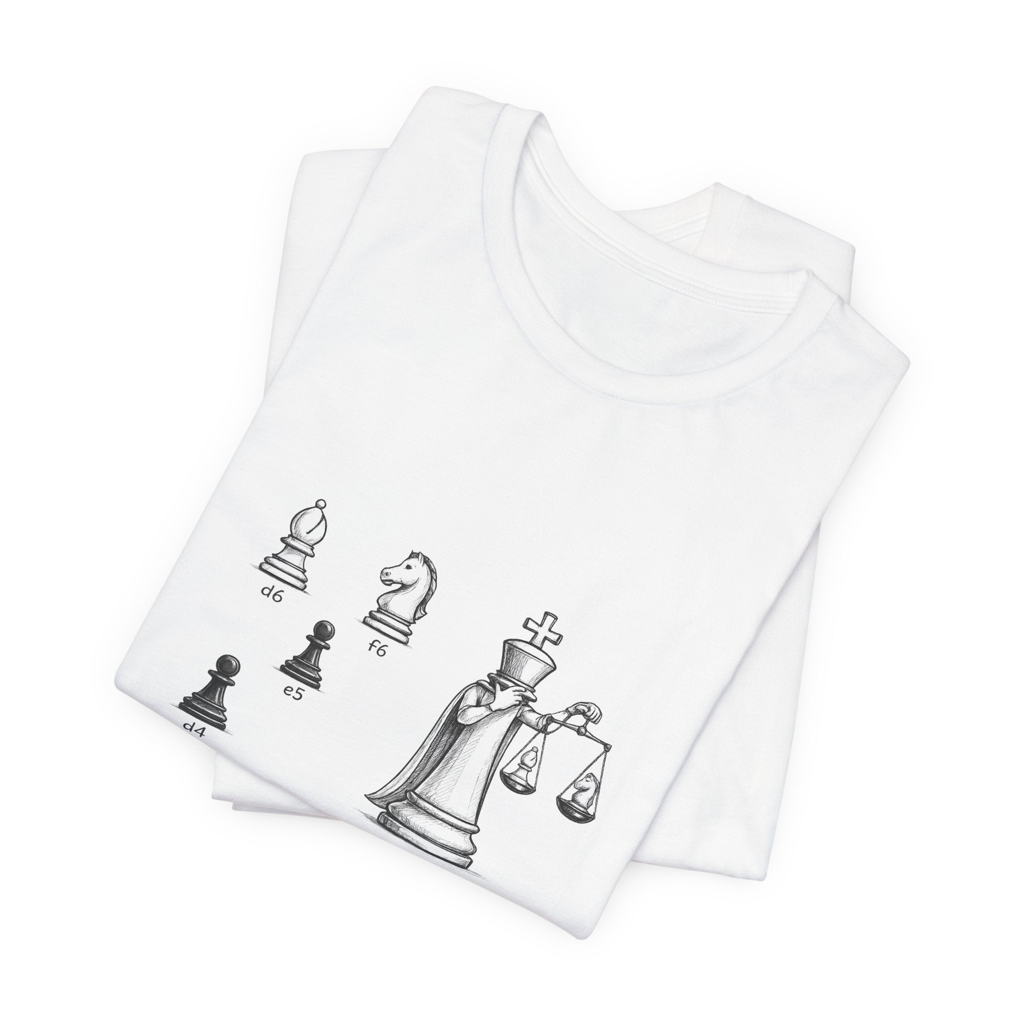 Chess Pieces Tee — King with Scales Illustration